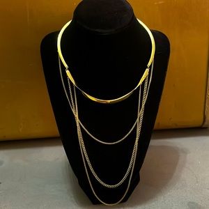 Stella & dot layered necklace gold tone multi chain necklace